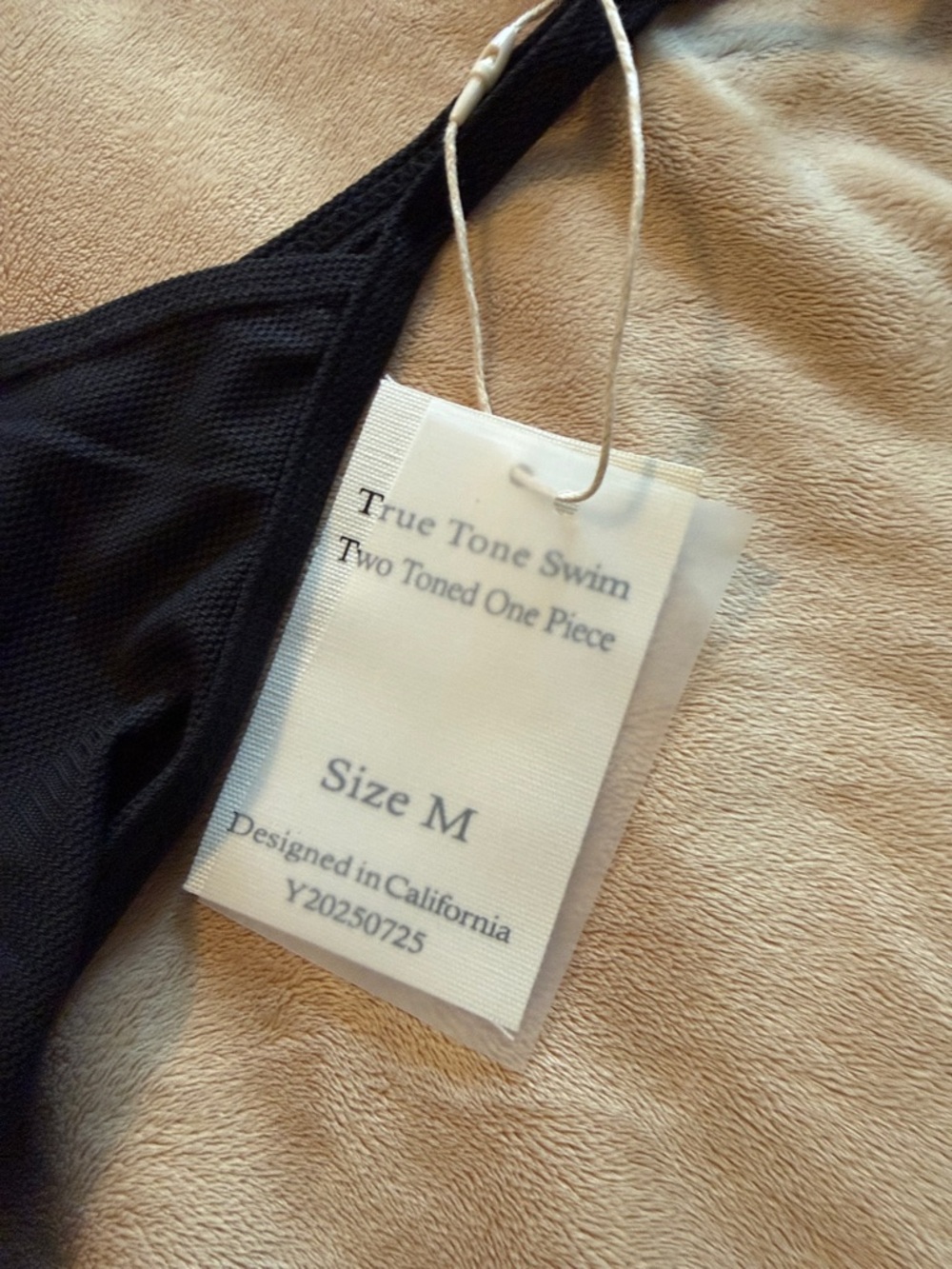 NWT True Tone Swim Two-Toned One Piece Swimsuit - Black - Picture 2 of 5